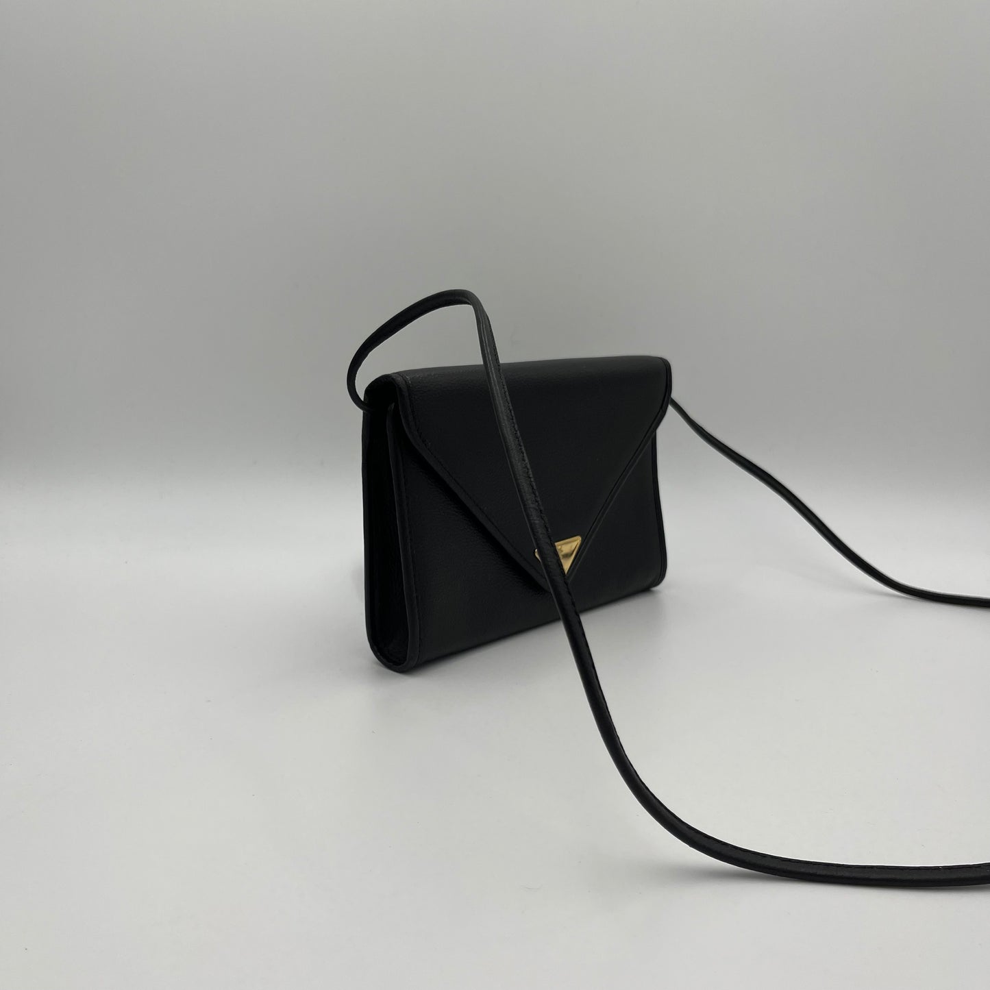 YSL Black Leather Envelope Flap Crossbody