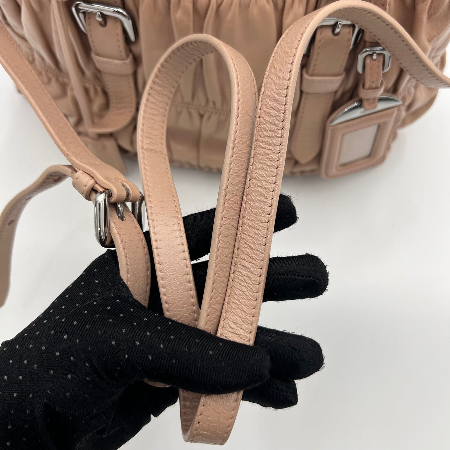 Prada Nude Pink Nappa Gaufre Handbag
