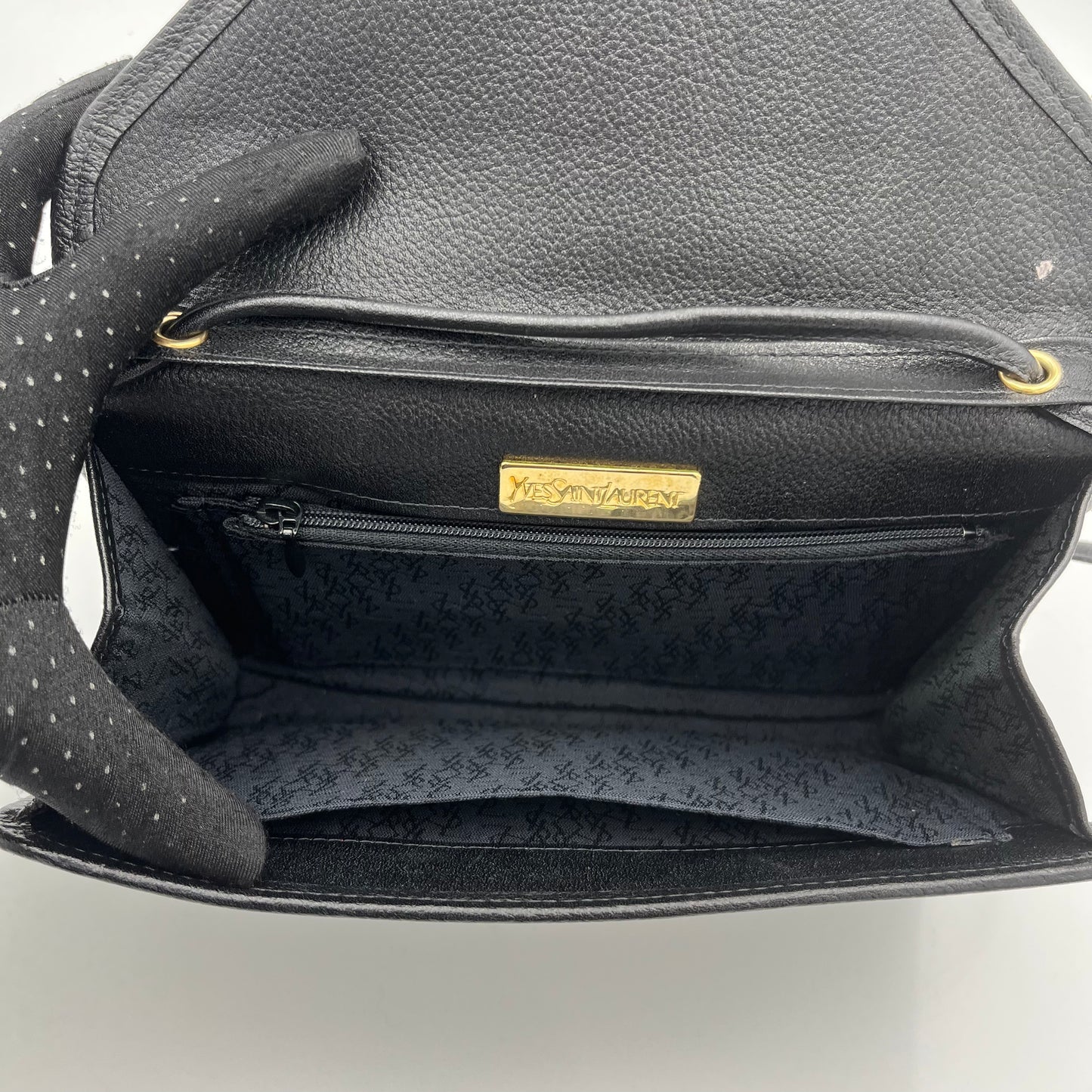 YSL Black Leather Envelope Flap Crossbody