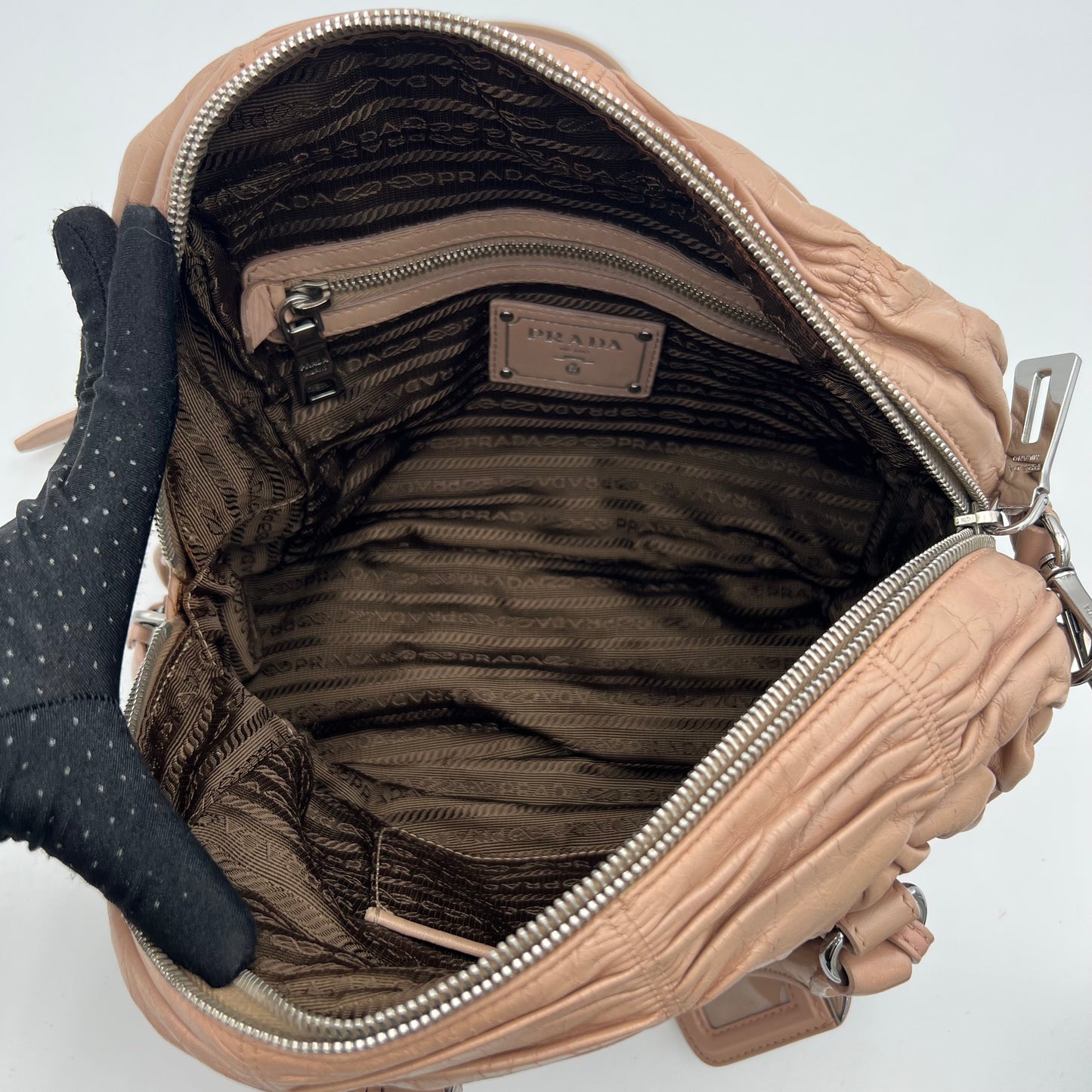 Prada Nude Pink Nappa Gaufre Handbag