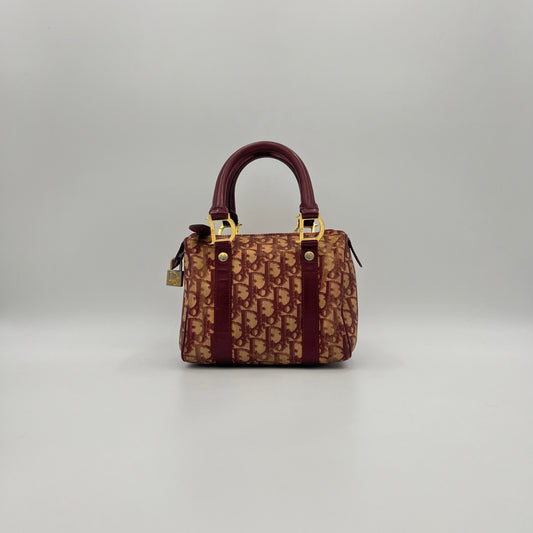 Christian Dior Burgundy Oblique PVC Mini Boston
