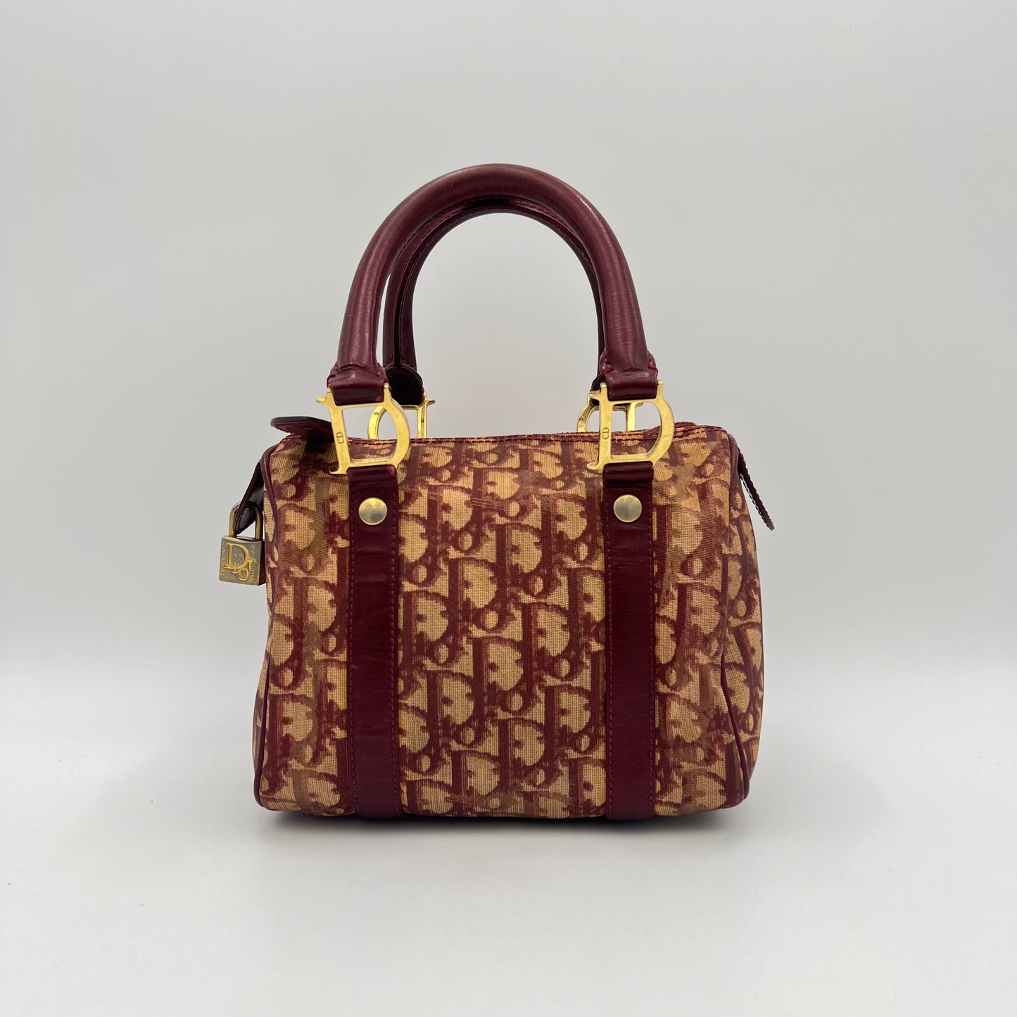 Christian Dior Burgundy Oblique PVC Mini Boston