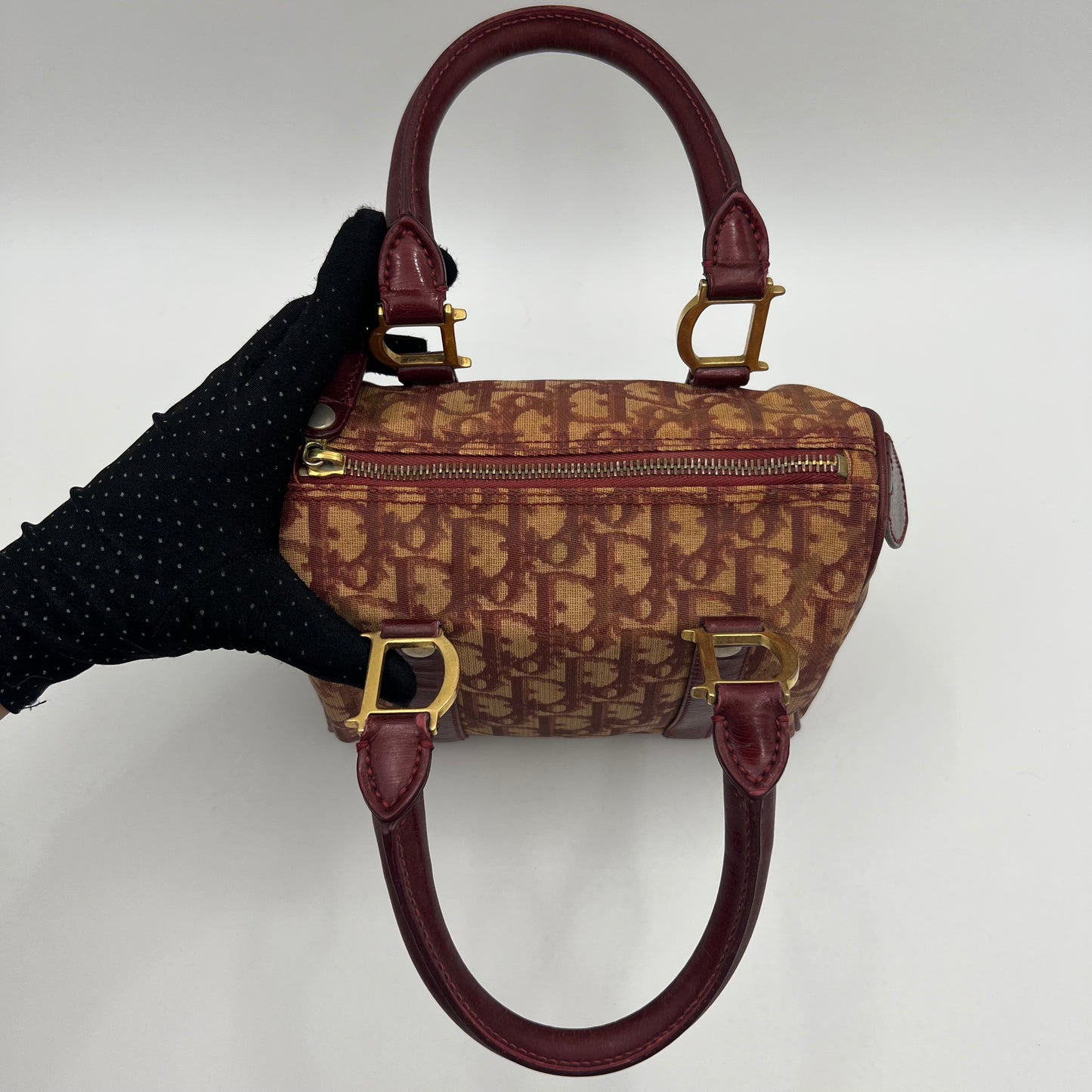 Christian Dior Burgundy Oblique PVC Mini Boston