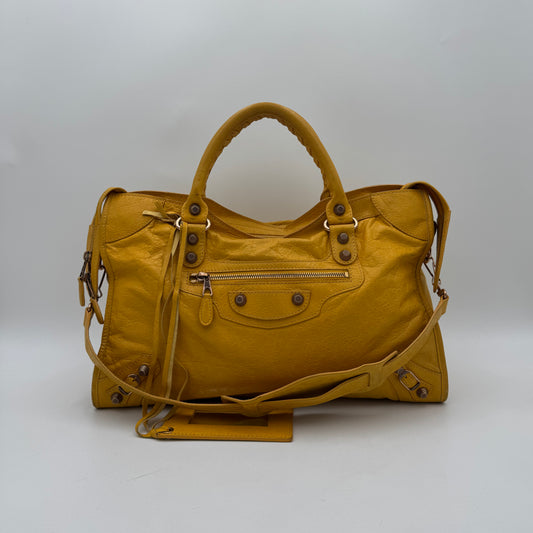 Balenciaga Mustard Yellow Leather Giant 12 City RGHW