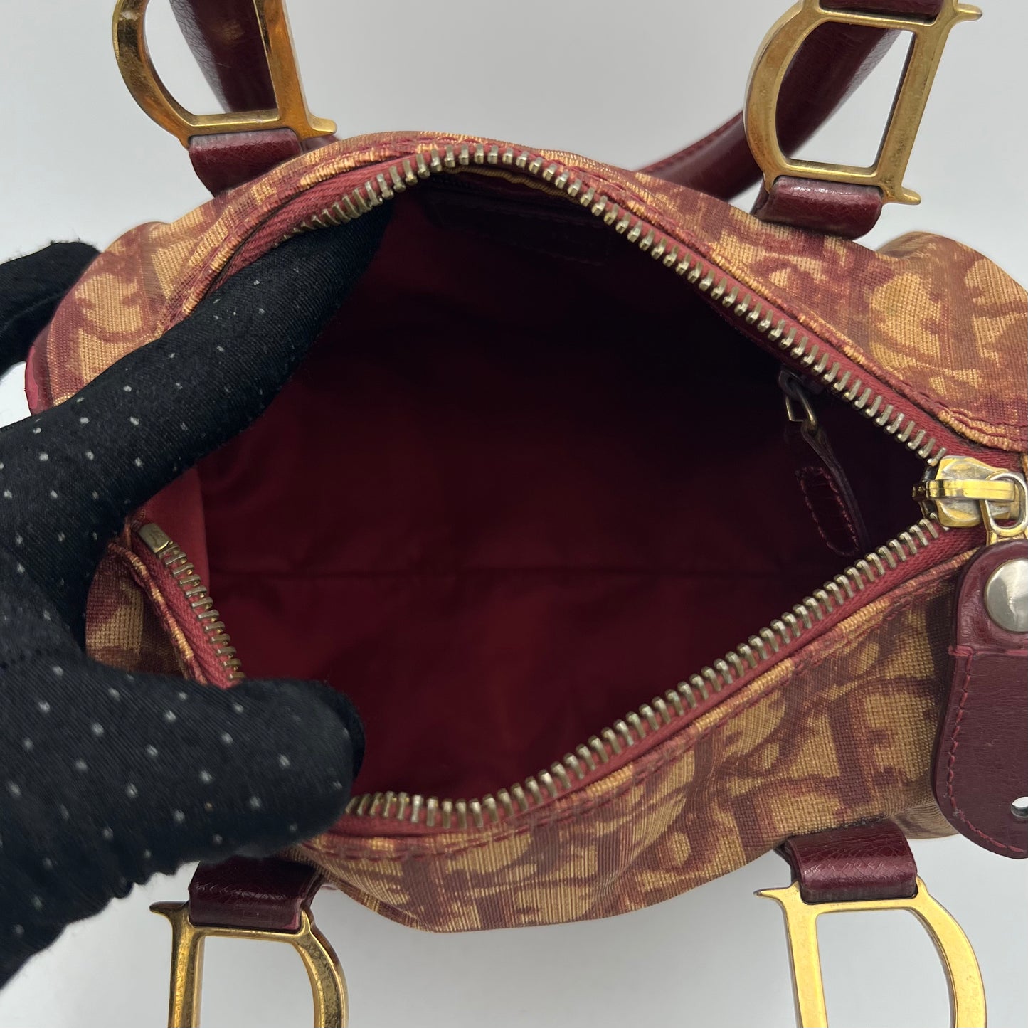 Christian Dior Burgundy Oblique PVC Mini Boston