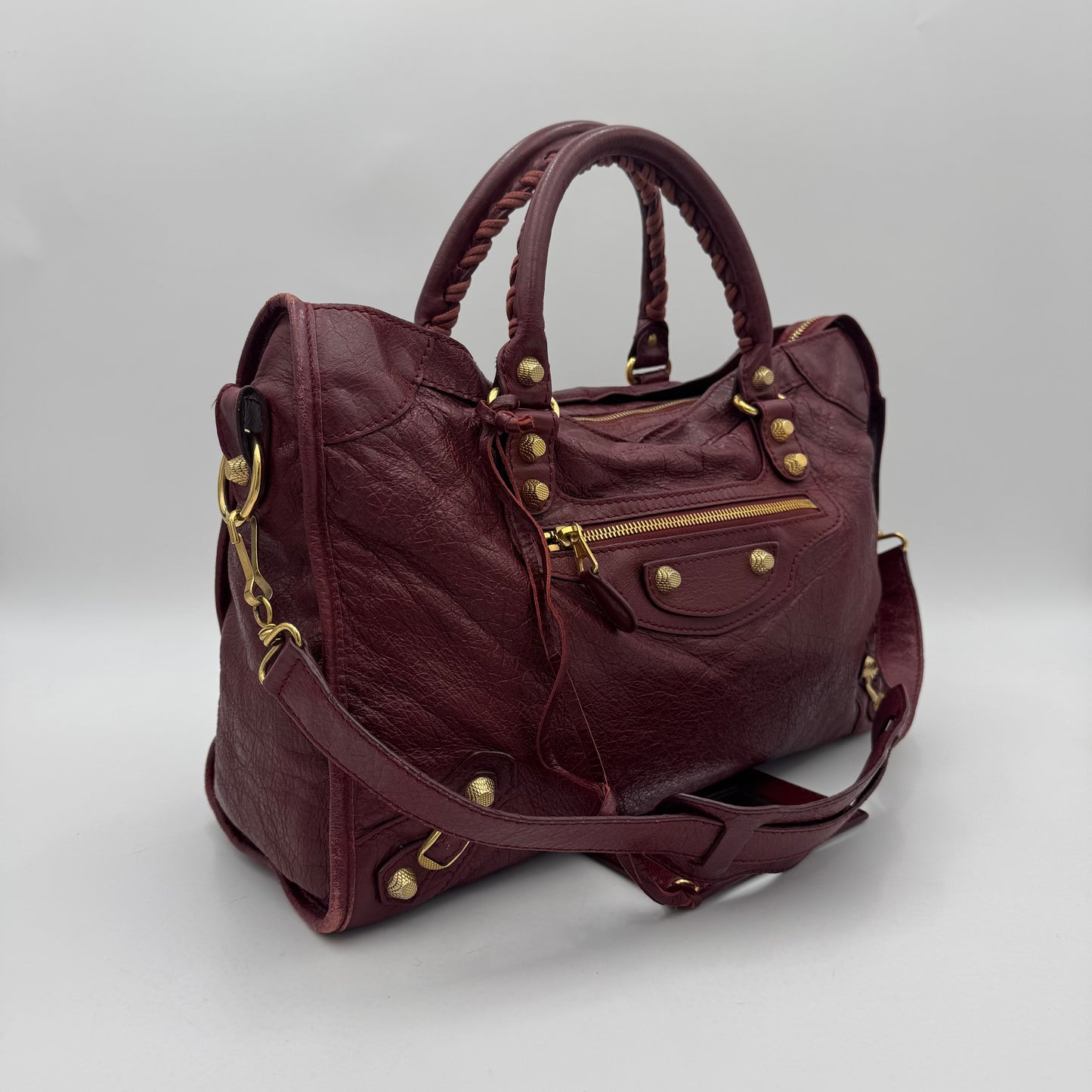 Balenciaga Burgundy Leather Giant 12 City GHW