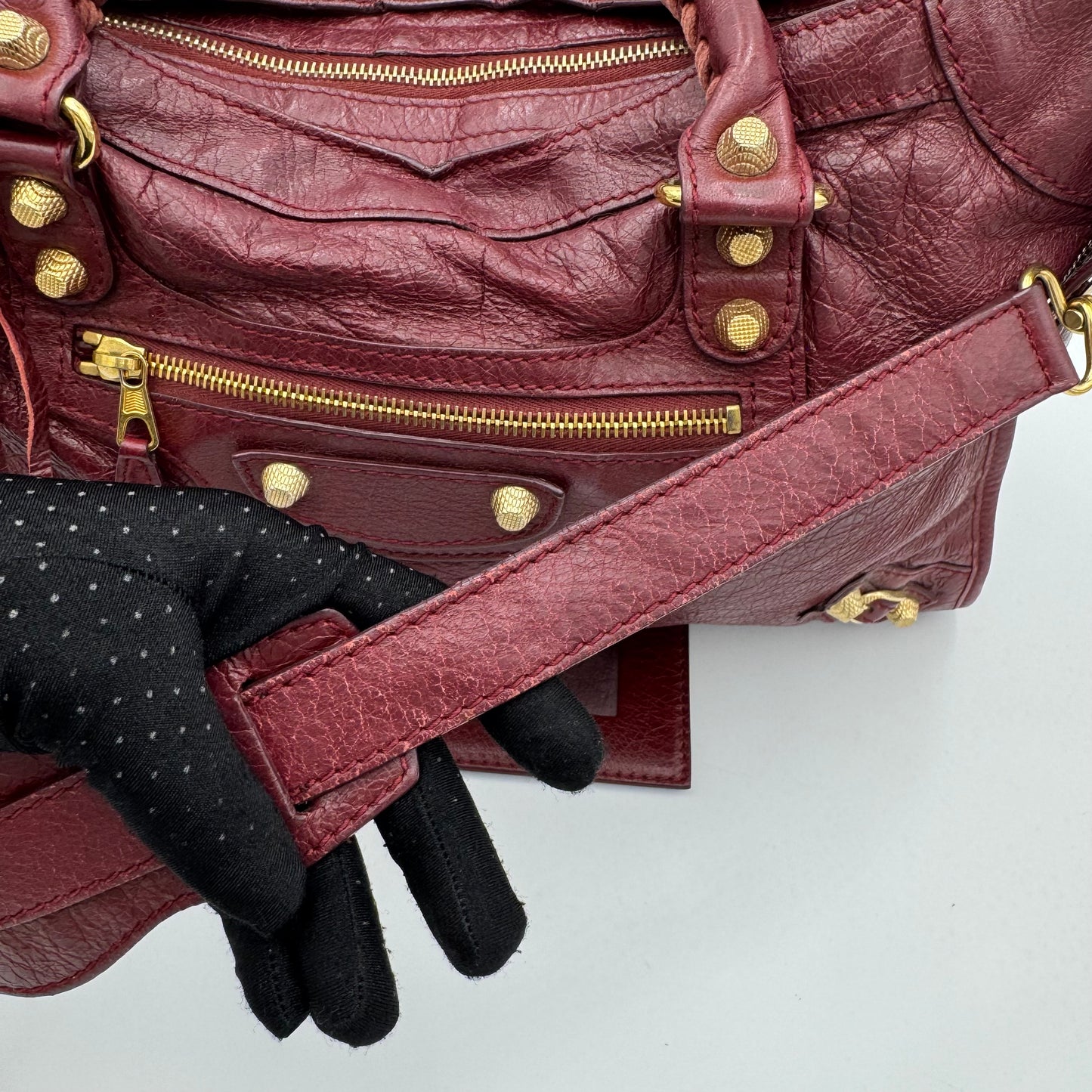 Balenciaga Burgundy Leather Giant 12 City GHW