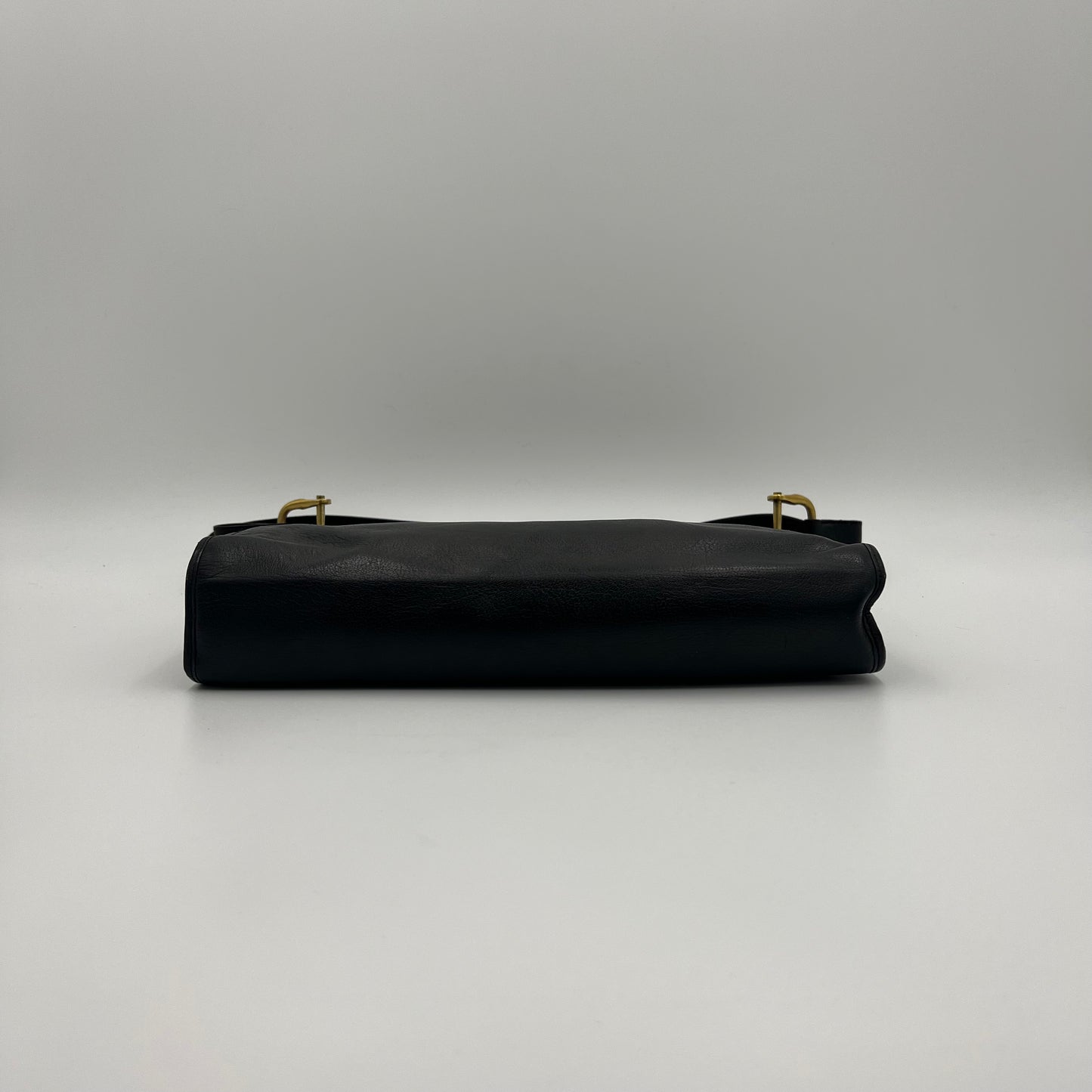 Christian Dior Vintage Black Leather Logo Plate Shoulder Bag