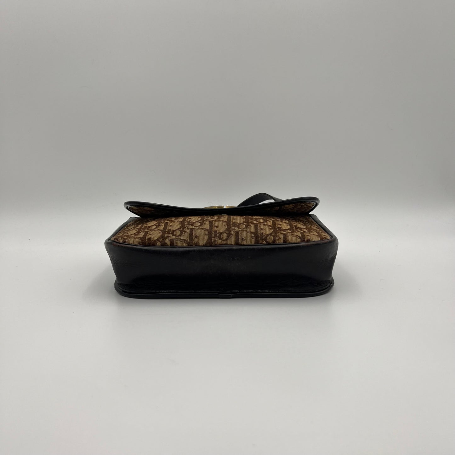 Christian Dior Vintage Brown Oblique Canvas Flap Shoulder Bag