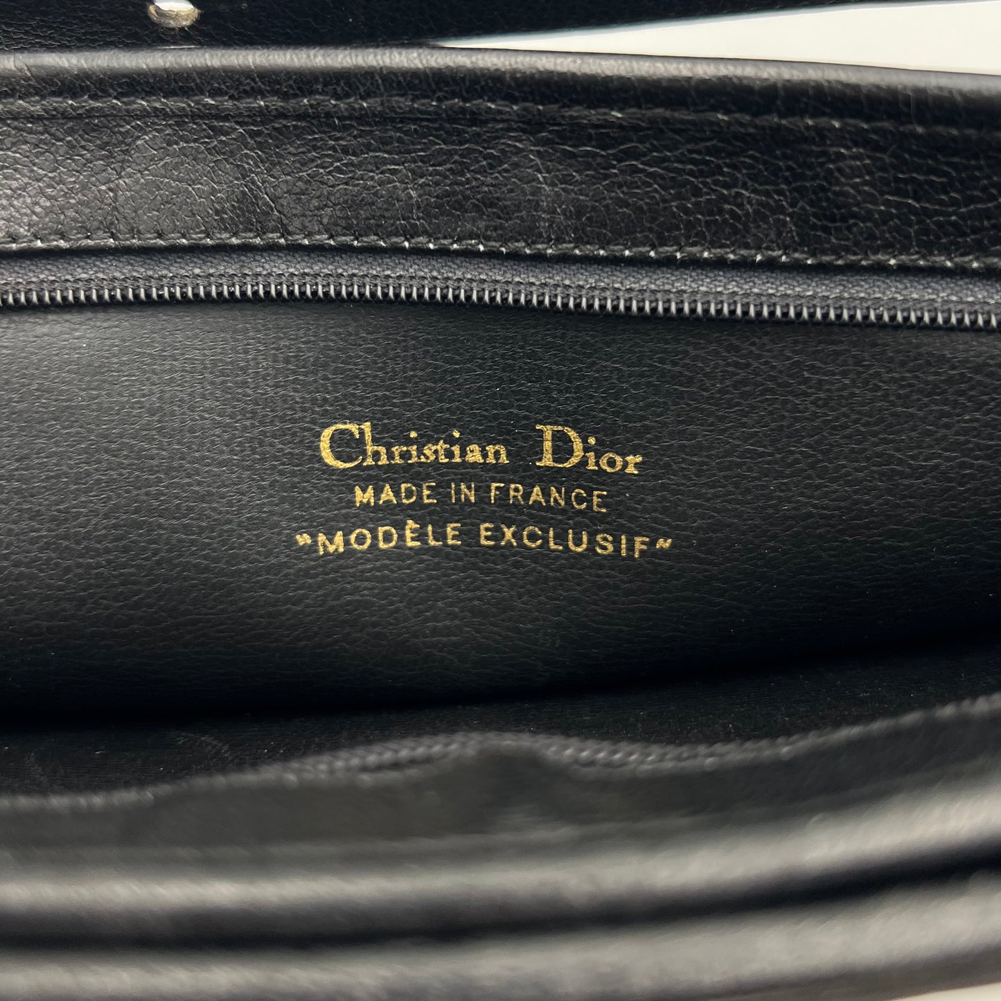 Christian Dior Vintage Black Leather Logo Plate Shoulder Bag