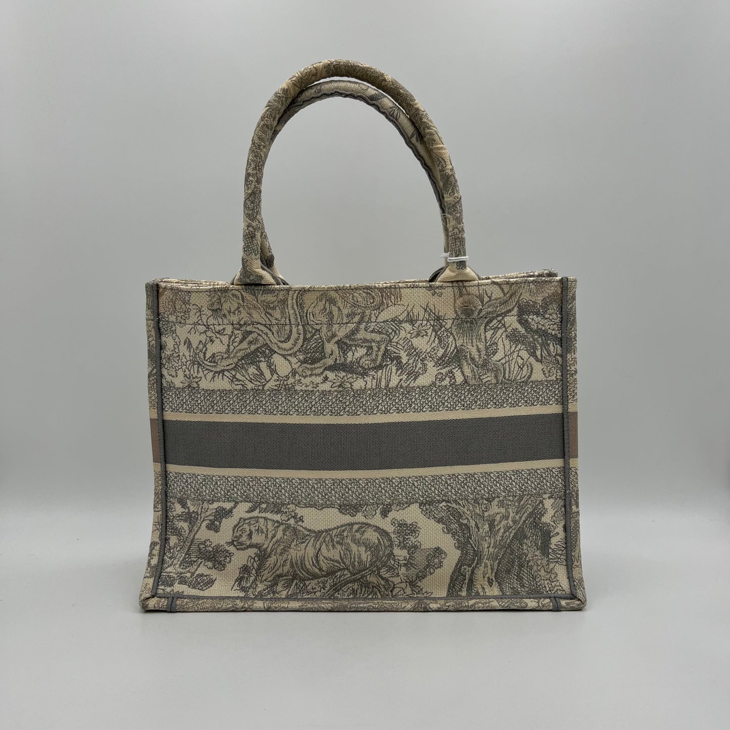 Christian Dior Gray Toile De Jouy Medium Book Tote