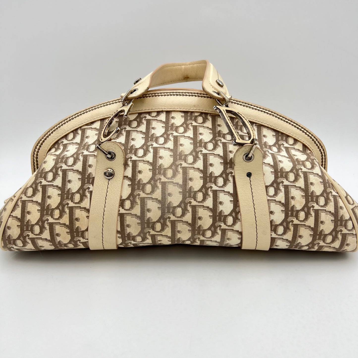 Christian Dior Beige Diorissimo Floral Embroidered Handbag
