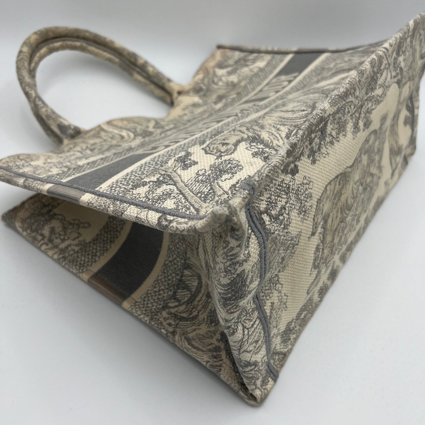 Christian Dior Gray Toile De Jouy Medium Book Tote