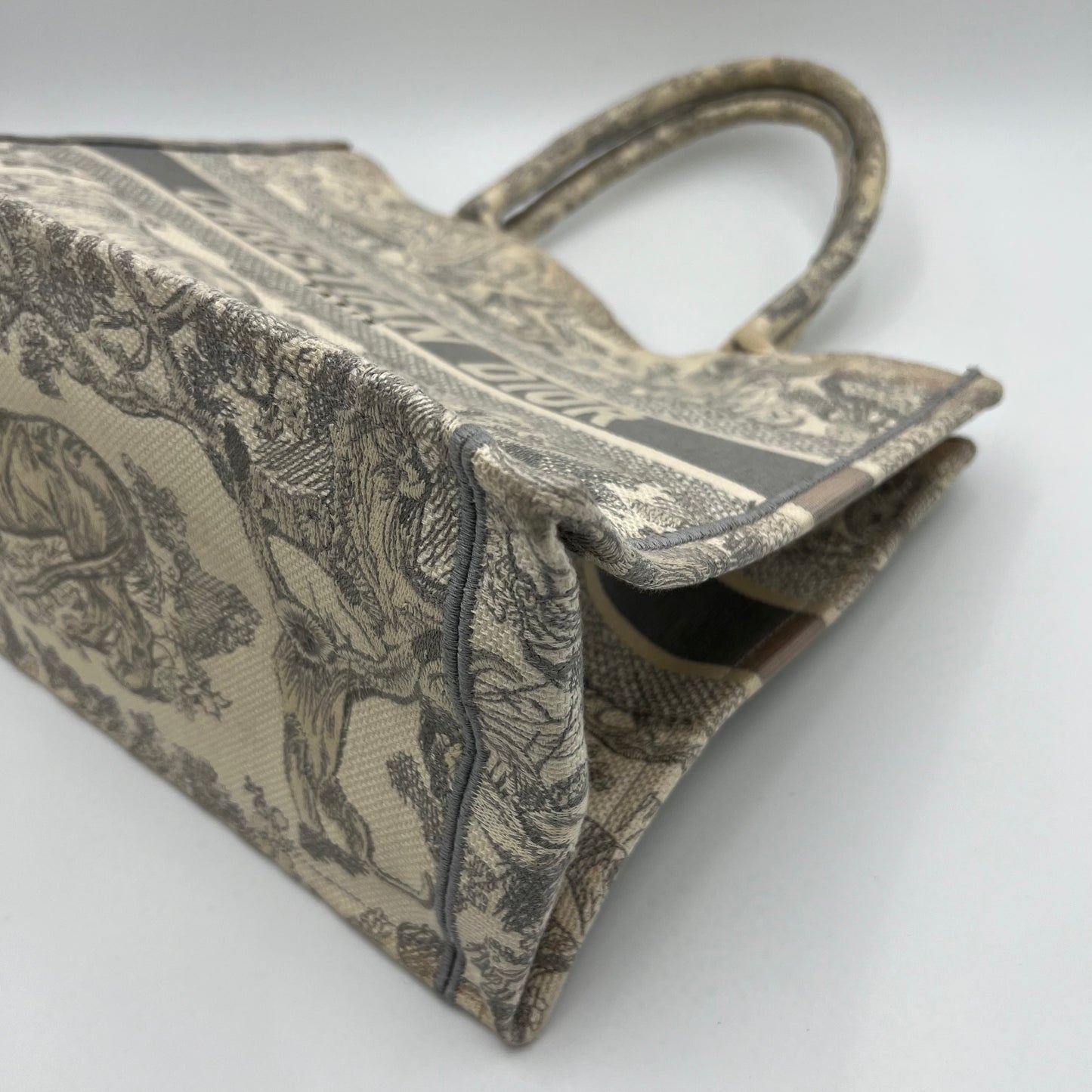 Christian Dior Gray Toile De Jouy Medium Book Tote