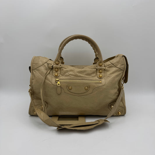 Balenciaga Beige Leather Giant 12 City GHW