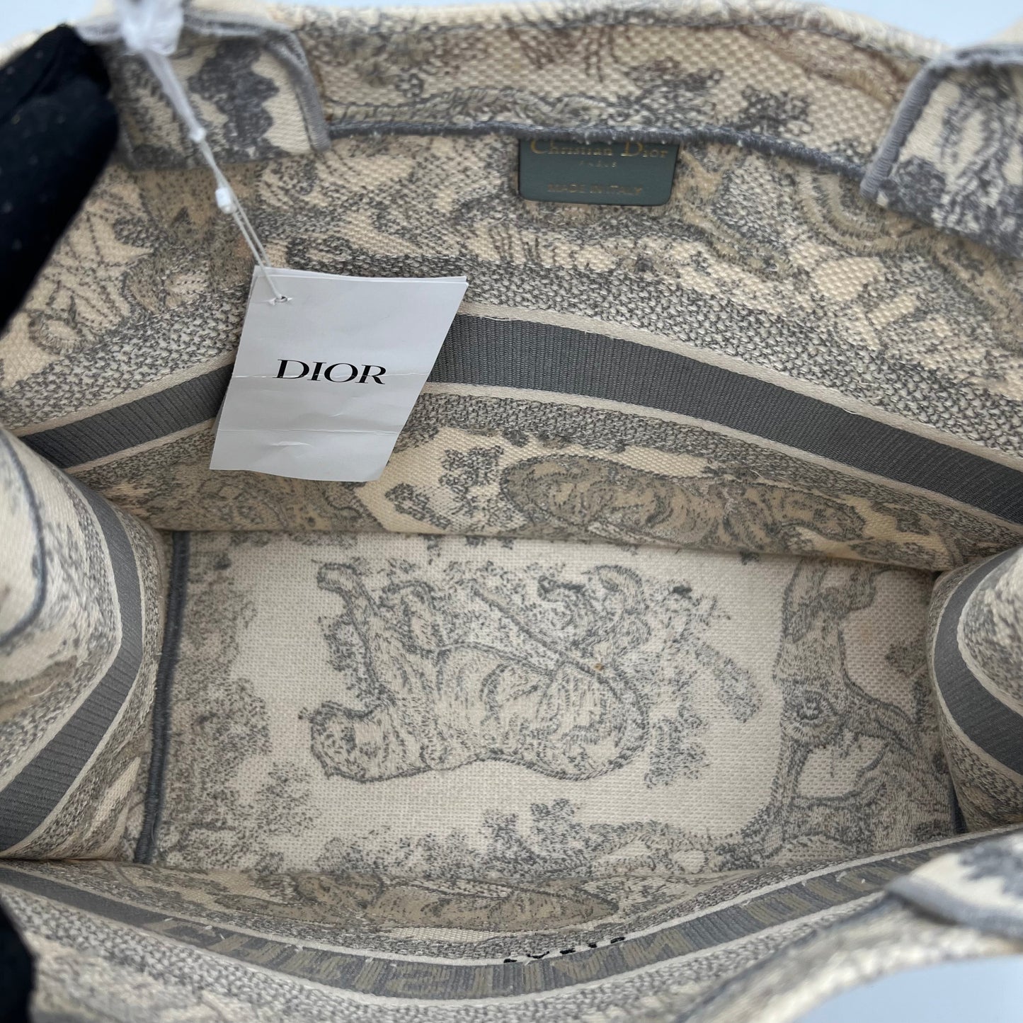 Christian Dior Gray Toile De Jouy Medium Book Tote