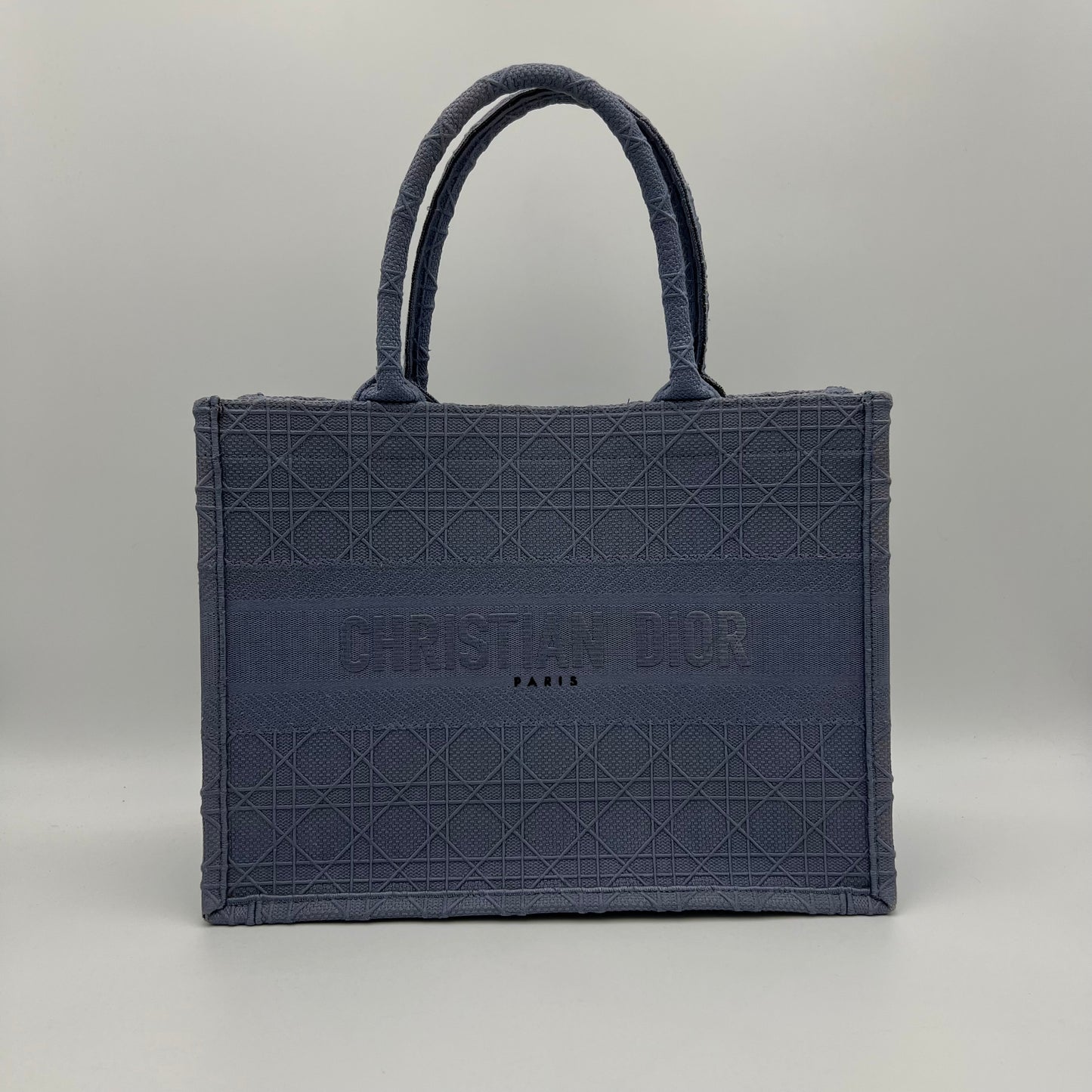 Christian Dior Denim Blue Embroidered Medium Book Tote