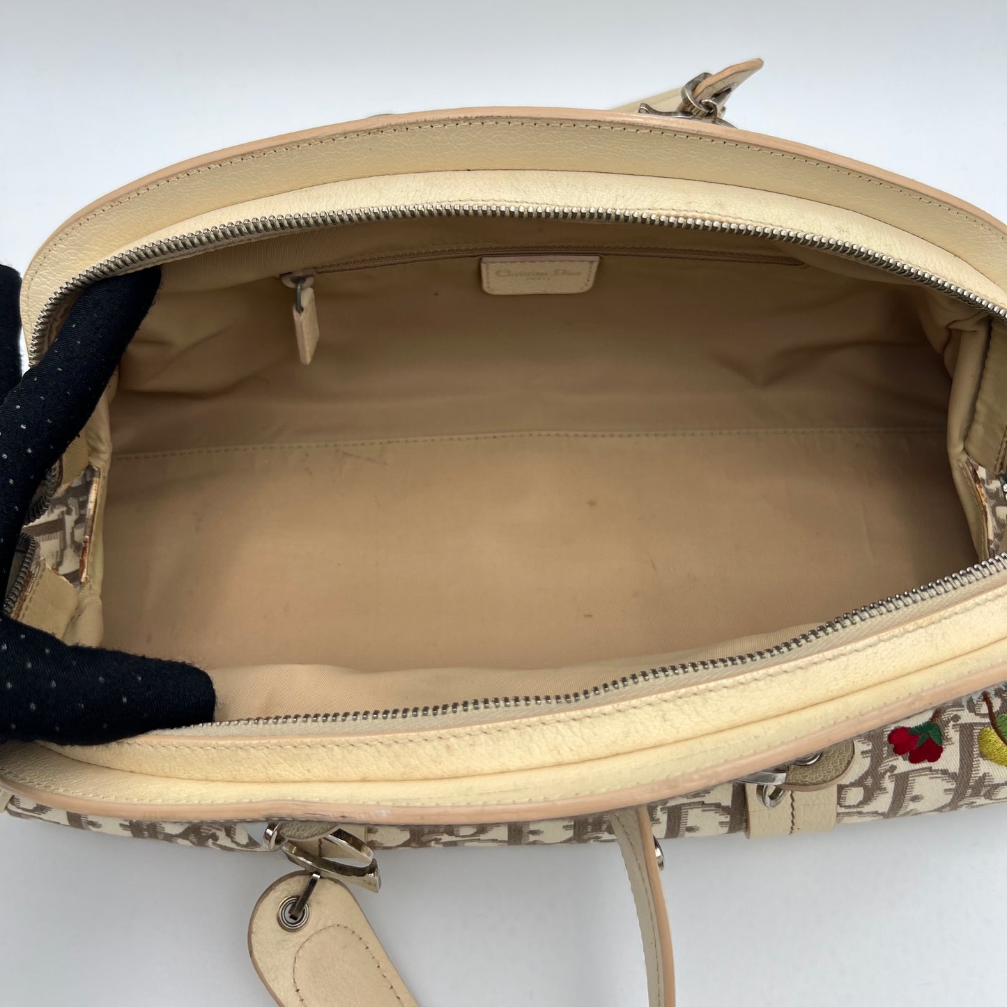 Christian Dior Beige Diorissimo Floral Embroidered Handbag