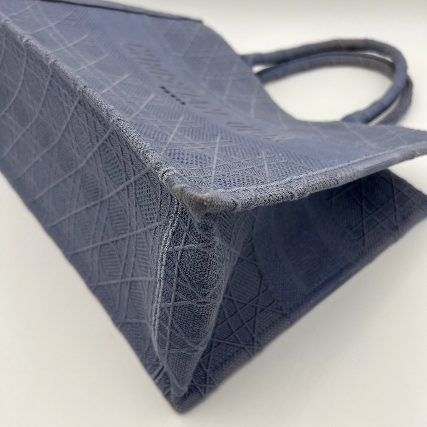 Christian Dior Denim Blue Embroidered Medium Book Tote