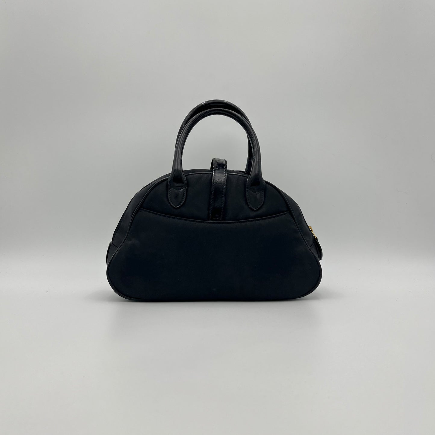 Christian Dior Black Nylon and Patent Leather Double Saddle Handbag