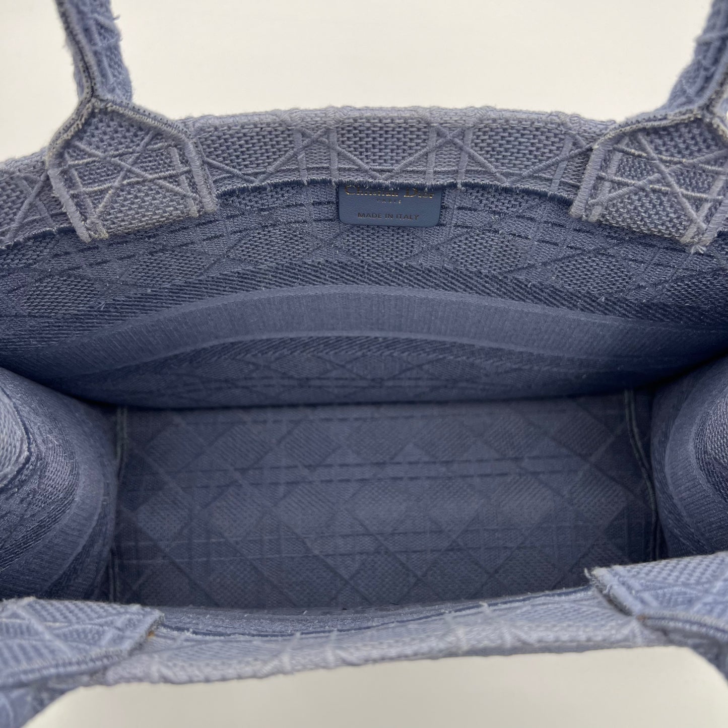 Christian Dior Denim Blue Embroidered Medium Book Tote