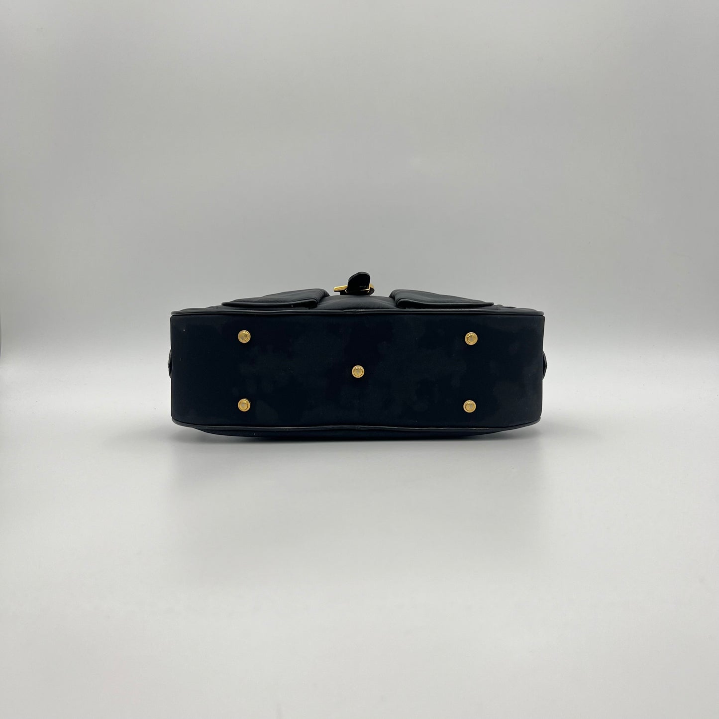 Christian Dior Black Nylon and Patent Leather Double Saddle Handbag
