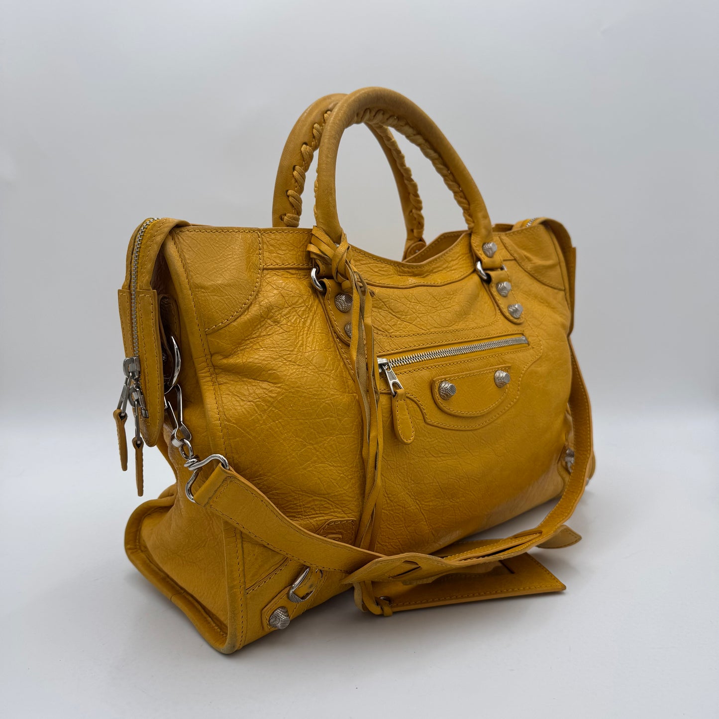 Balenciaga Mustard Yellow Leather Giant 12 City Bag SHW