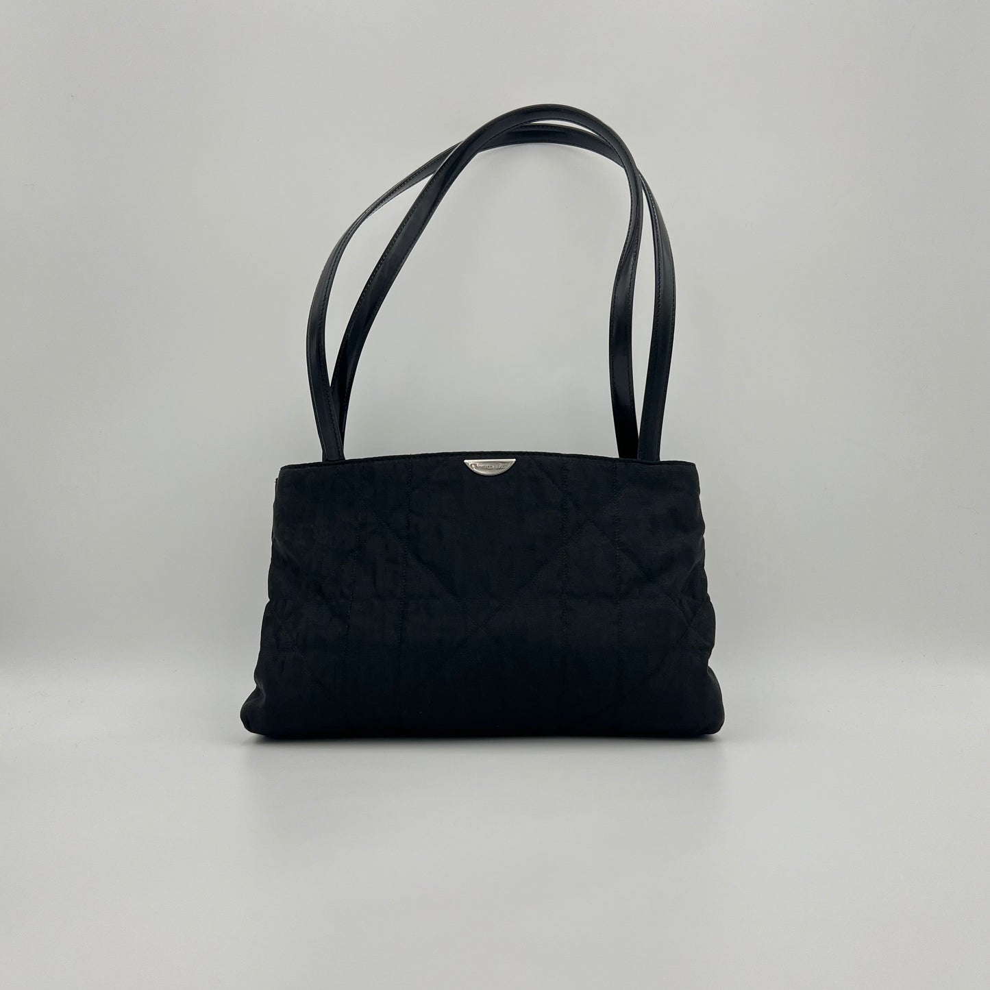 Christian Dior Black Trotter Nylon and Long Strap Leather Tote