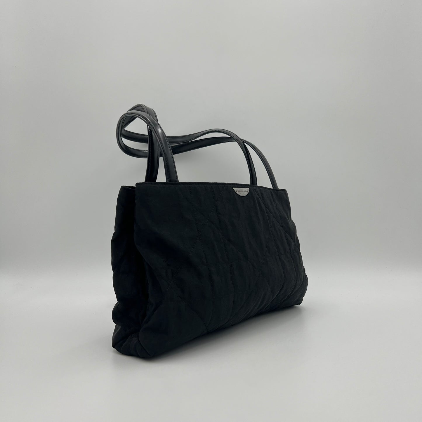 Christian Dior Black Trotter Nylon and Long Strap Leather Tote
