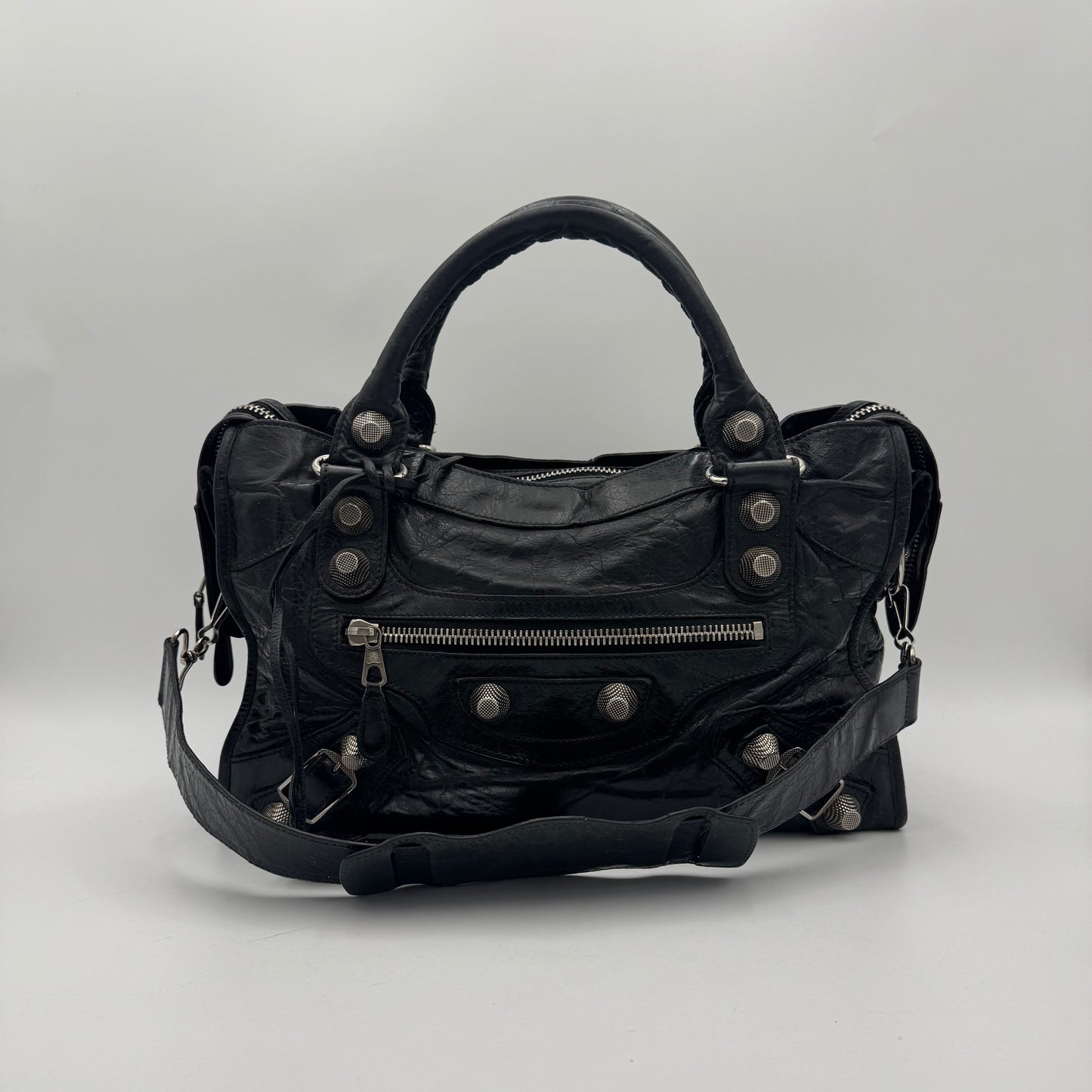 Balenciaga Black Leather Giant 21 City SHW