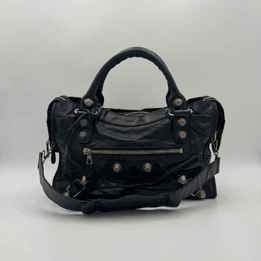Balenciaga Black Leather Giant 21 City SHW