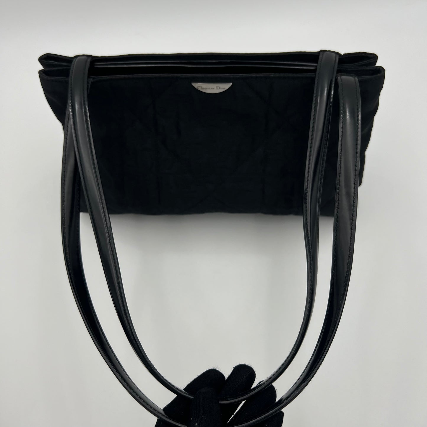 Christian Dior Black Trotter Nylon and Long Strap Leather Tote