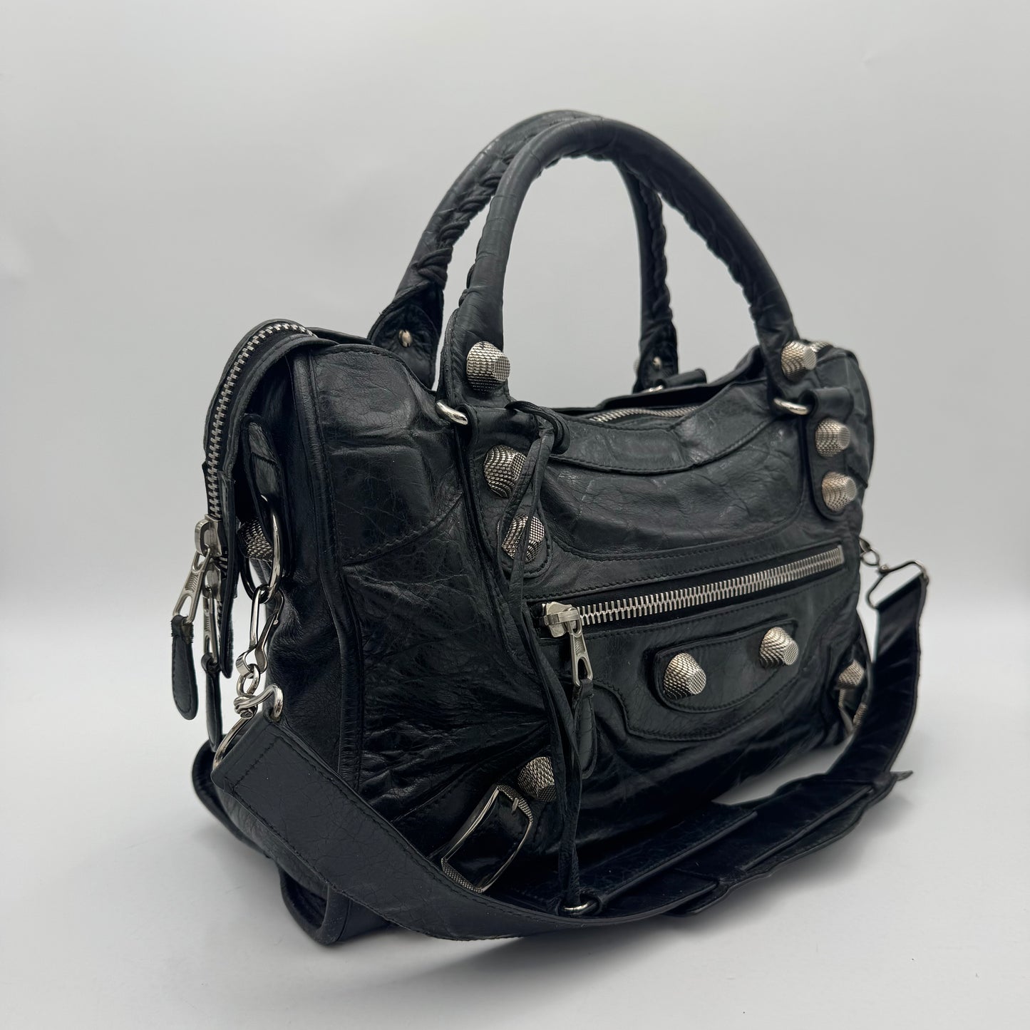 Balenciaga Black Leather Giant 21 City SHW