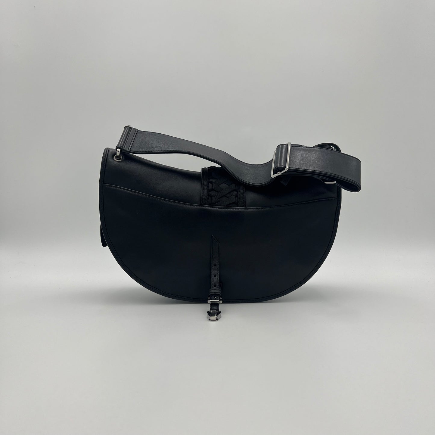 Christian Dior Black Leather Admit It Lune Corset Lace-Up Shoulder Bag