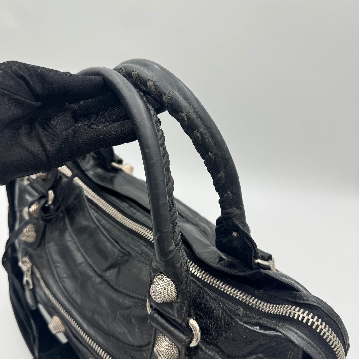 Balenciaga Black Leather Giant 21 City SHW