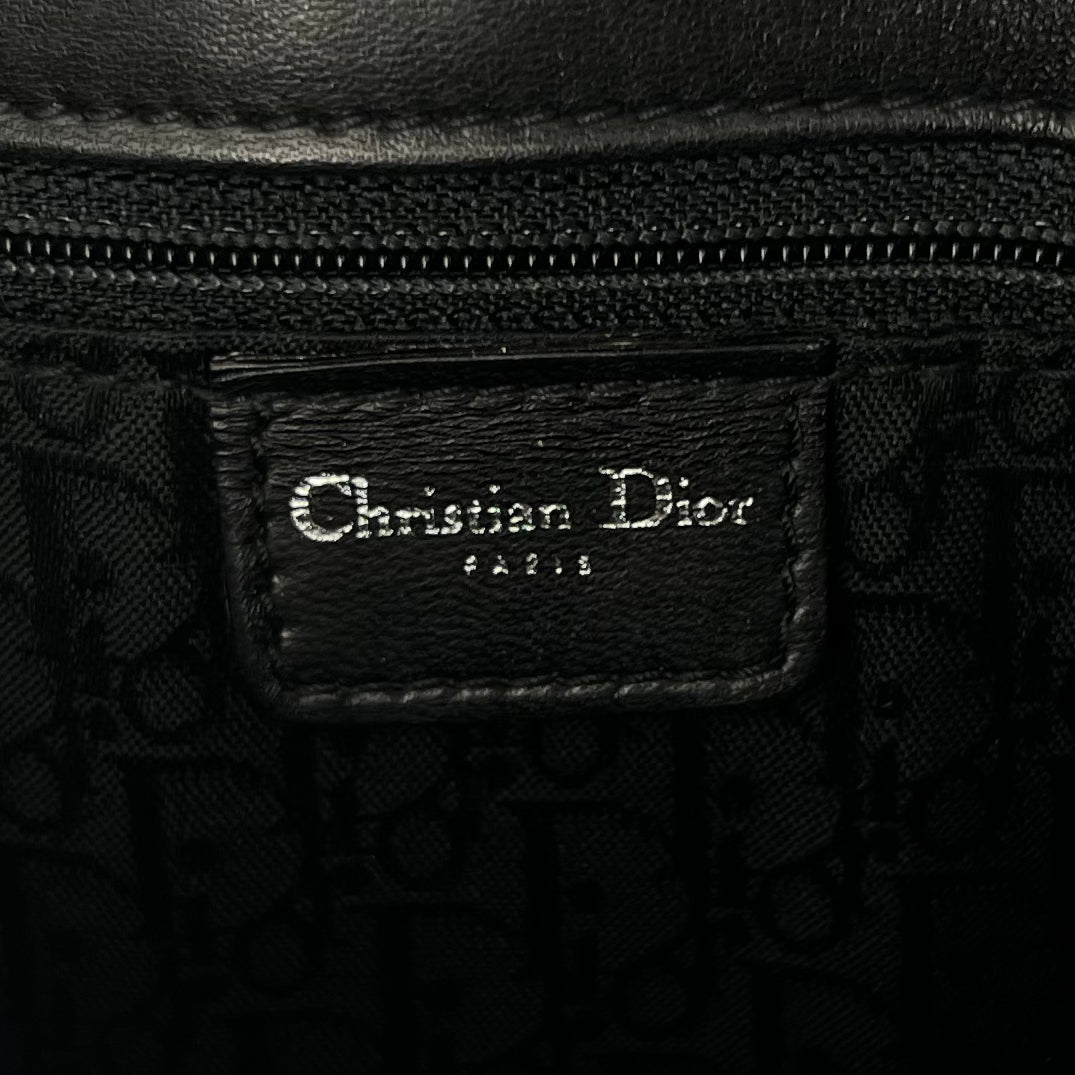 Christian Dior Black Leather Admit It Lune Corset Lace-Up Shoulder Bag