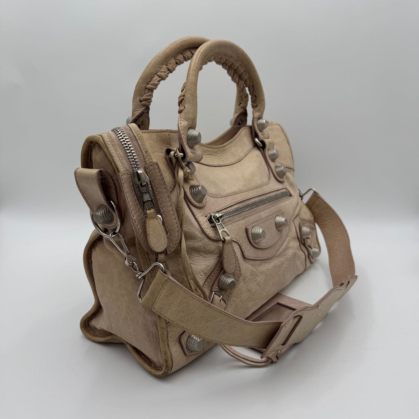 Balenciaga Beige Pink Lambskin Giant 21 City Bag SHW