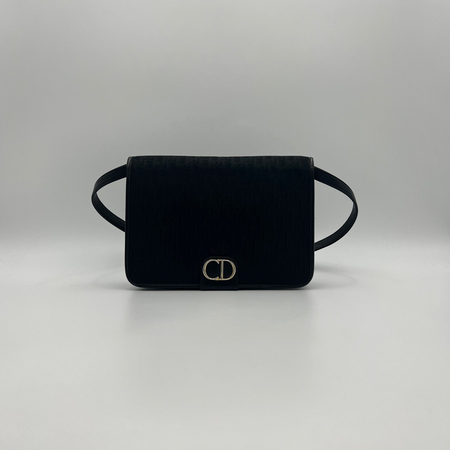Christian Dior Black Trotter CD Full Flap Bag