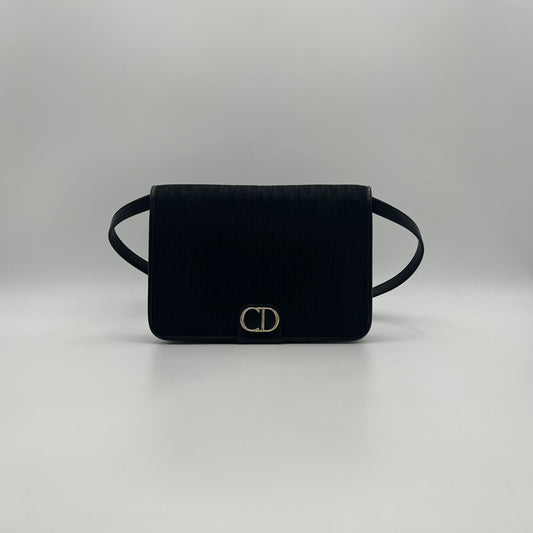 Christian Dior Black Trotter CD Full Flap Bag