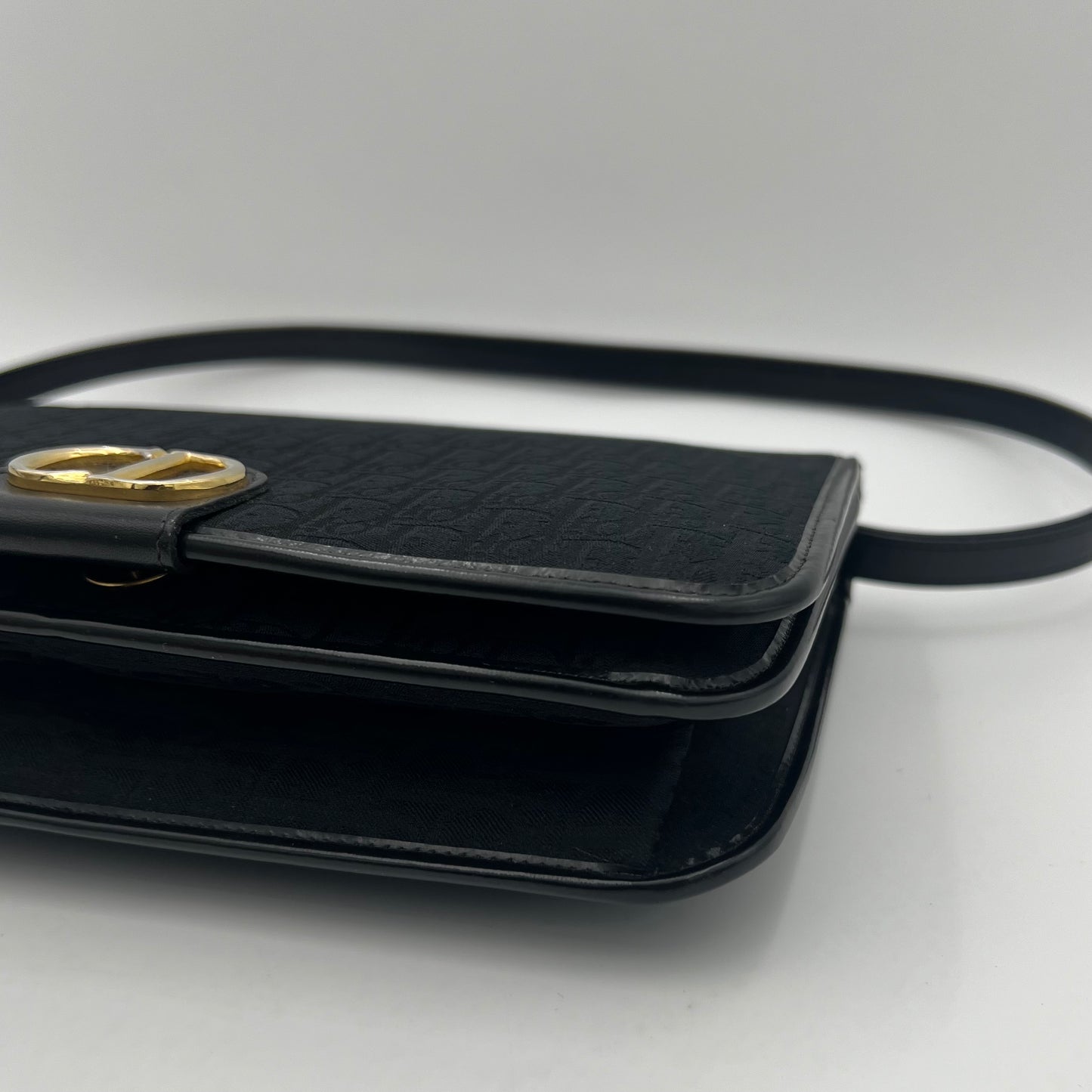 Christian Dior Black Trotter CD Full Flap Bag
