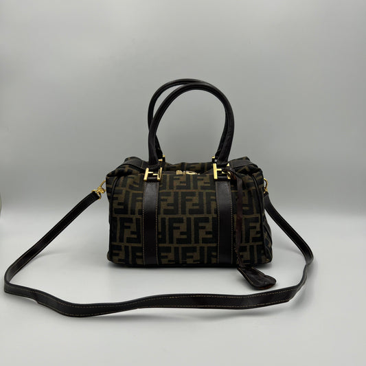 Fendi Tobacco Zucca Two-Way Boston Bag