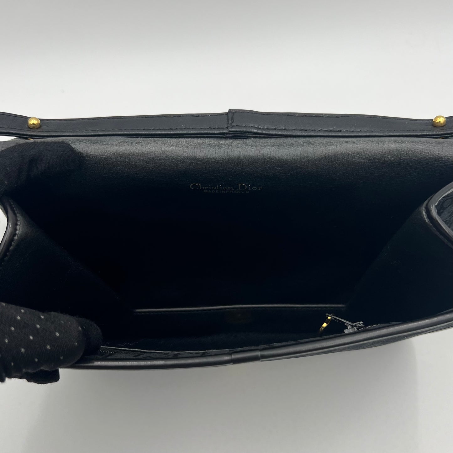 Christian Dior Black Trotter CD Full Flap Bag