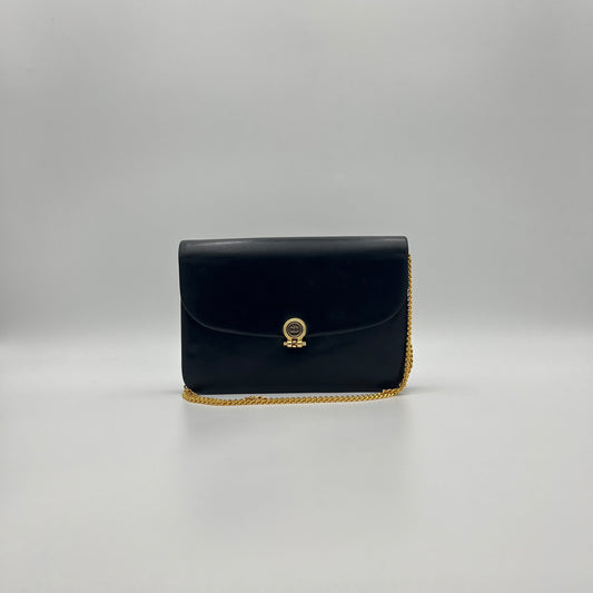 Christian Dior Vintage Black Leather CD Logo Chain Bag