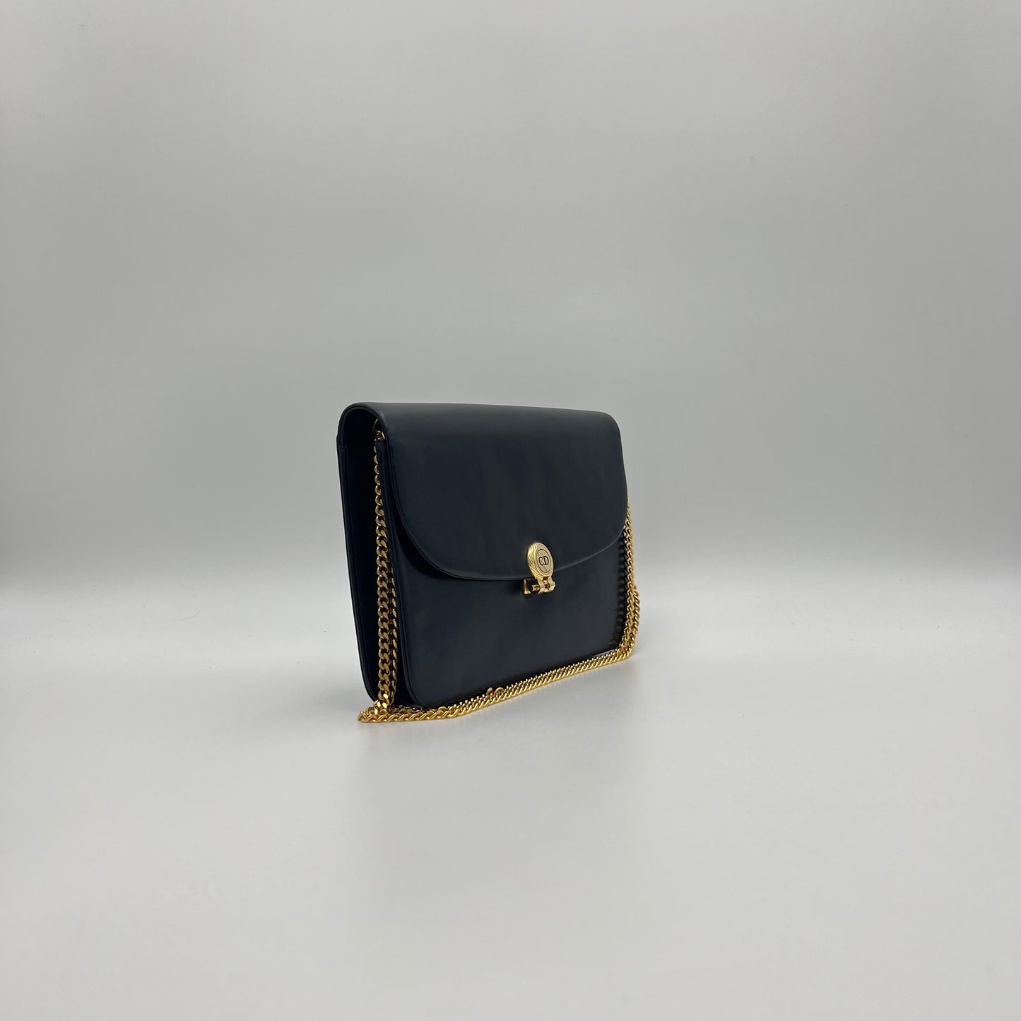 Christian Dior Vintage Black Leather CD Logo Chain Bag