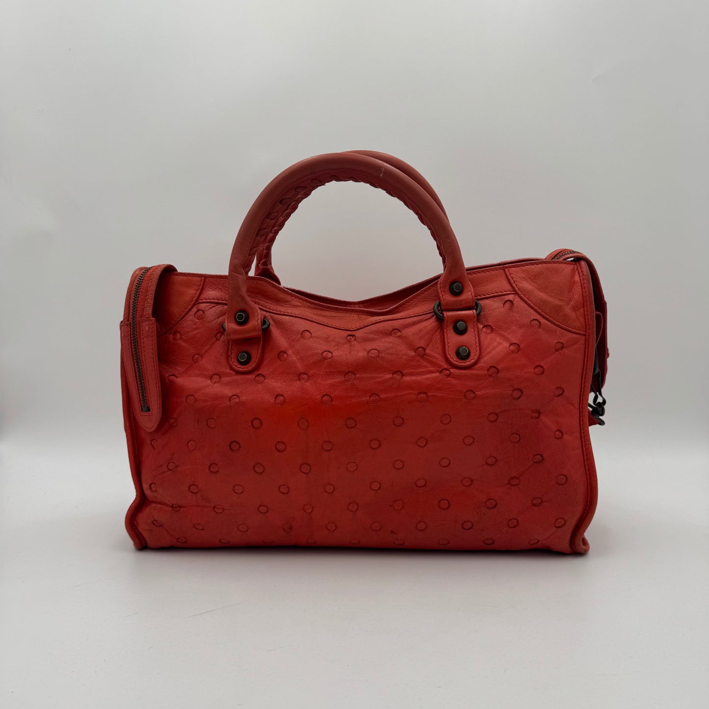 Balenciaga Red Perforated Leather Classic City Bag