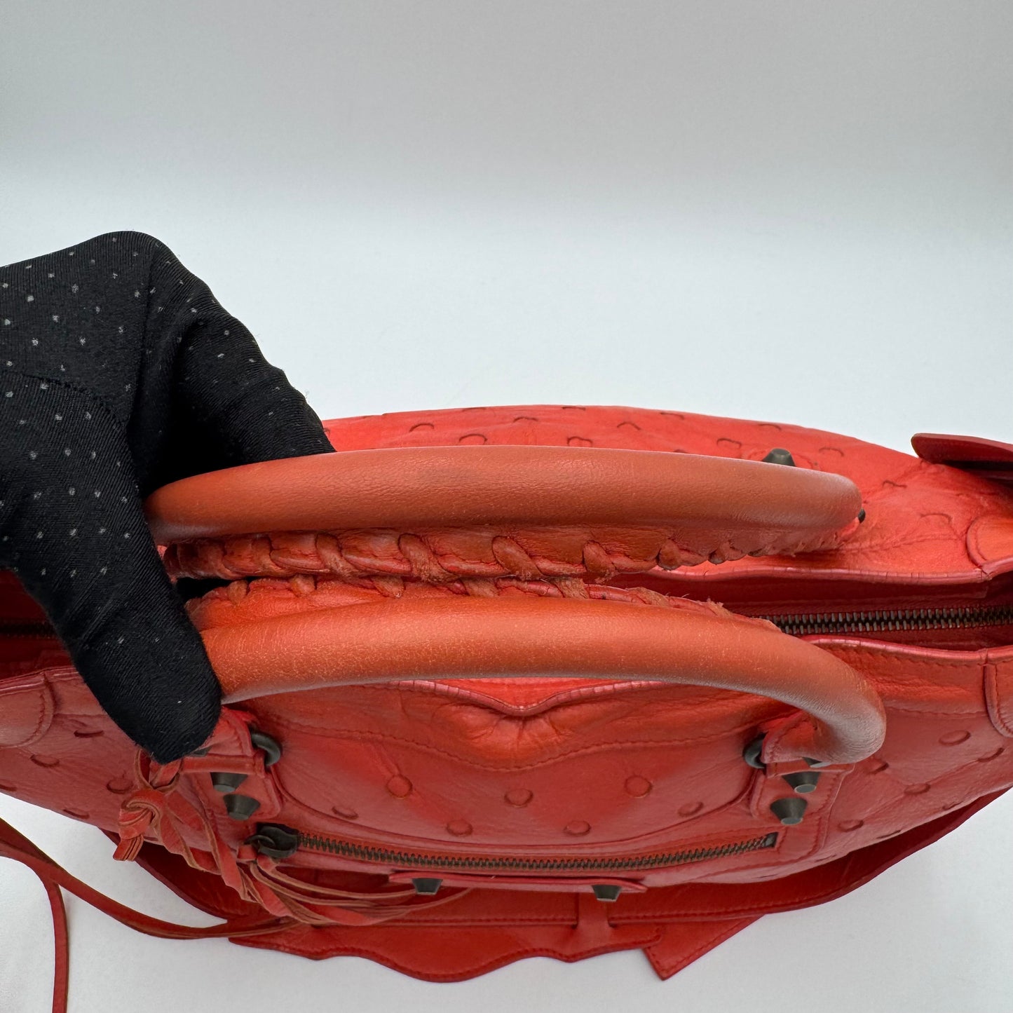 Balenciaga Red Perforated Leather Classic City Bag