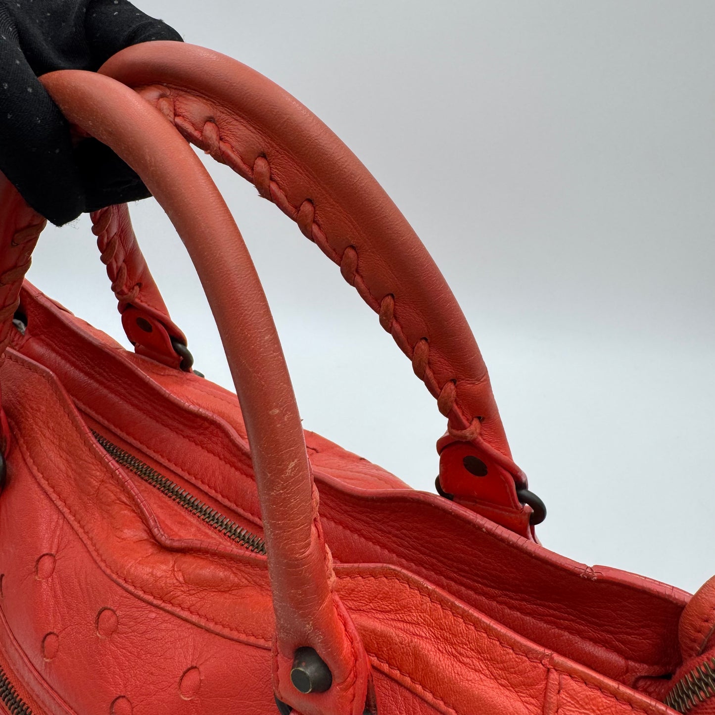 Balenciaga Red Perforated Leather Classic City Bag