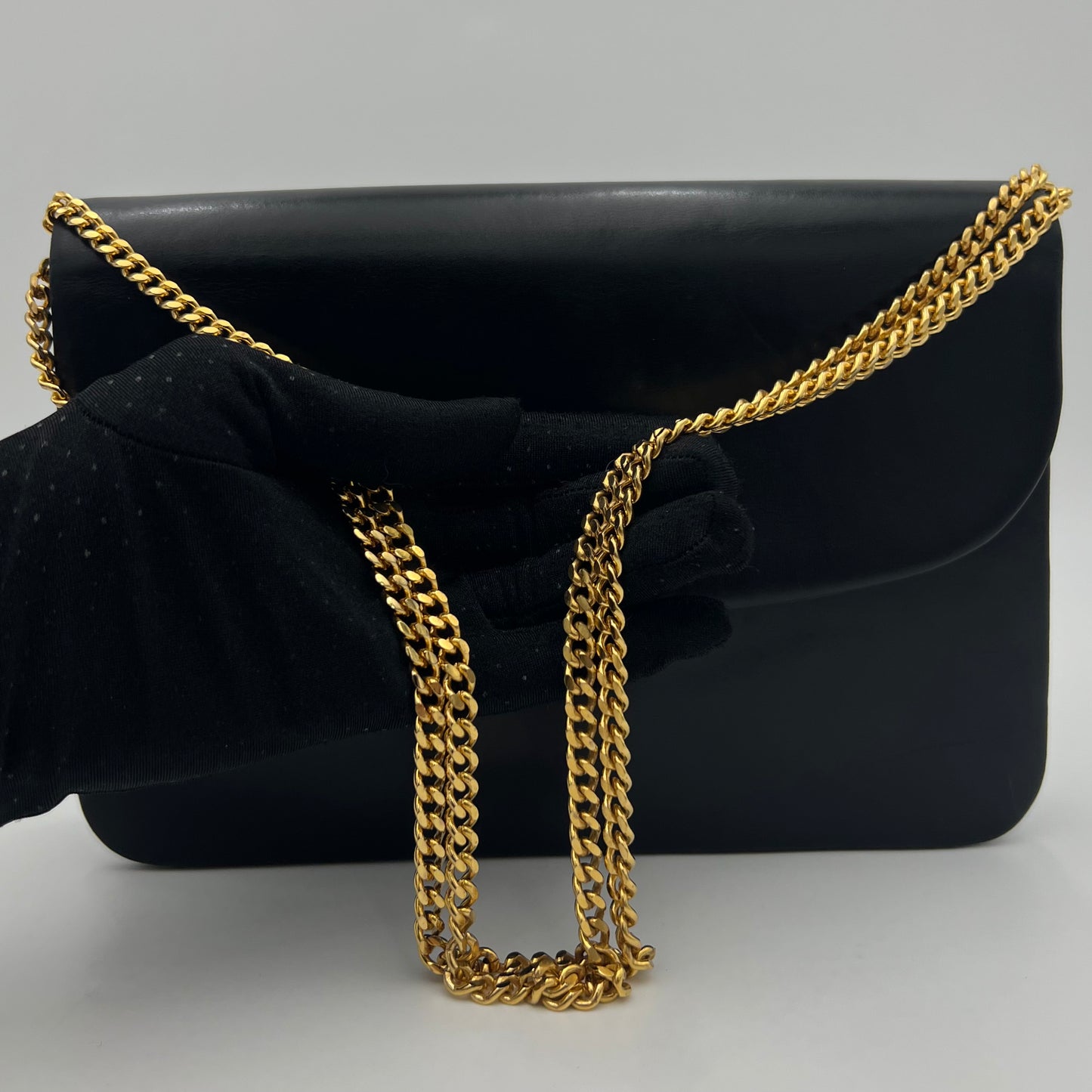 Christian Dior Vintage Black Leather CD Logo Chain Bag