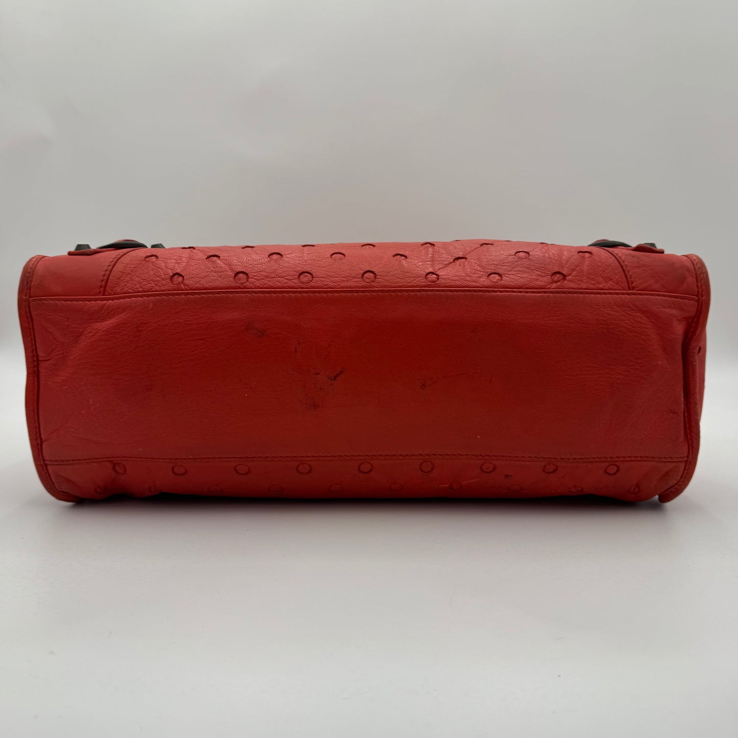 Balenciaga Red Perforated Leather Classic City Bag