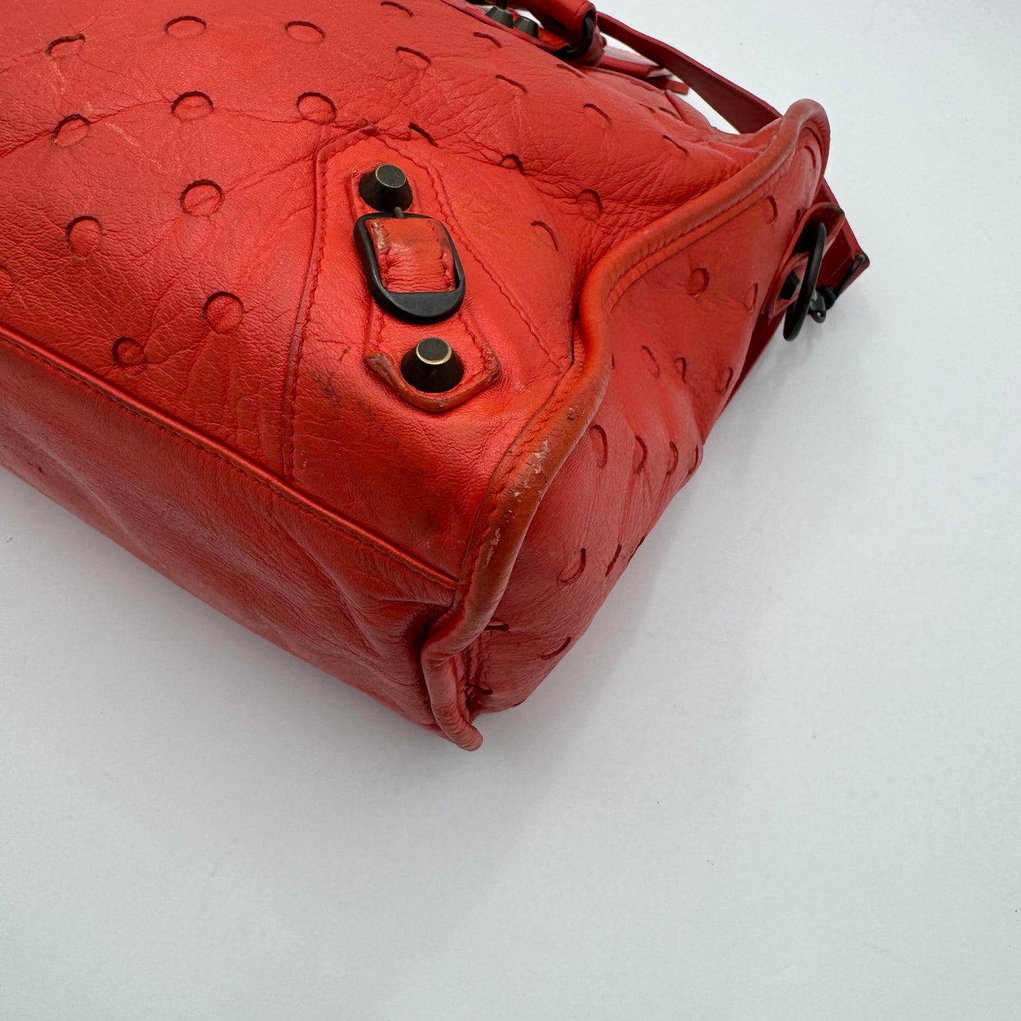 Balenciaga Red Perforated Leather Classic City Bag